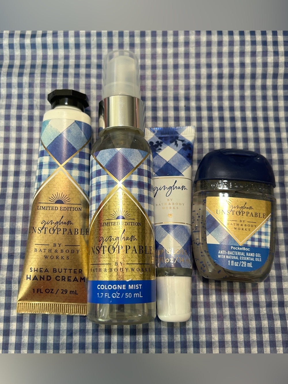 Bath & Body Works Gingham Unstoppable Set - Blue & Gold